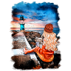 Lighthouse Warnemünde Illustration Blonde