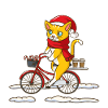 Chat de Noël sur vélo