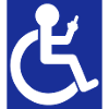 Wheelchair user raising middle finger #
