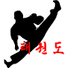Taekwondo logo jumped kick Korean