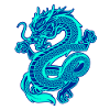 Dragon oriental bleu électrique