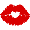 Bouche de baiser avec cœur