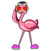 Flamingo avec casque & coeur