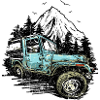 Blue Jeep Offroad Illustration