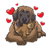 Doux Leonberger chien avec peluche