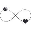 Paw and heart infinity sign