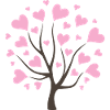 Love tree with pink hearts