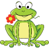 Frosch mit Blume