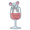Rat with glass of wine