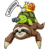 Sloth Lazy Riding Turtle Snail