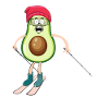 Avocado on skis