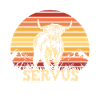 Funny Cow Servus Cows with Retro Sunset Miner