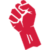 Pugno rosso - Mano stretta e alzata