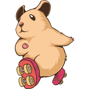 Hamster mit Rollschuhen