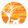 Goldendoodle sunrise hallloween silhouette