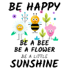 Cheerful garden motif: flower, bee