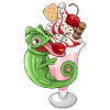 Eisbecher mit Chamäleon