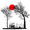 Red Sun with Trees