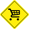 Panneau Signalisation Jaune Caddie Supermarché
