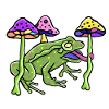 Psychoactive mushrooms with frog
