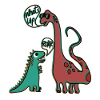 Dinosaurs Tyrannosaurus and Brachiosaurus