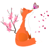 Fox Animal Fox med blomster og sommerfugl
