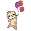 Sloth flies with balloons up