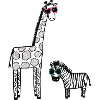 Giraffe and zebra with sunglasses