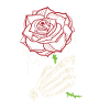 Skeleton Hand Red Rose Flower
