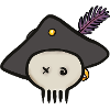 Pirate skull with feathered hat