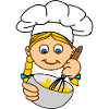 Blond girl baking v