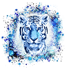 white tiger ,tiger,blue,graffiti, watercolour