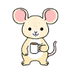 Mouse drinks coffee
