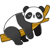 Panda sleeping on a branch