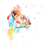 Bunte Aquarell Löwenmama