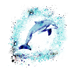 Delfin, graffiti, malerei,blau,fisch,