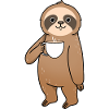 Sloth drinks coffee