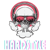 Hardstyle music skull with sunglasses