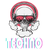 Techno music skull with sunglasses