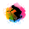 Bunt Aquarell Stuntscooter Stunt Roller