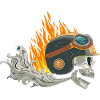 Biker Skull Flames Hell Club Motorcykel Gang