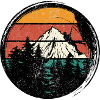 Retro Sunset Mountain Climb