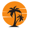 sunset with palm tree
