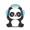 Panda mit Kopfhörer