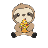 Grappige Pizza Luiaard Pizza's Fast Food Schattige Dieren