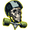 Skull Longboard Rider - colour