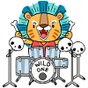 Lion on drums