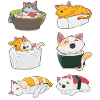 Sushi Cat Japanese Anime Kawaii Neko