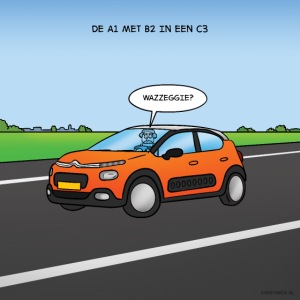 Evert Kwok cartoon 'De A1 met B2'