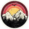 Sunset Peaks Mountain Round Illustration